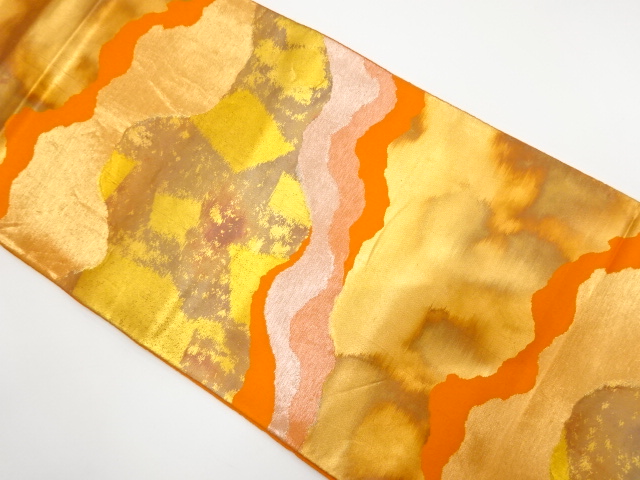 JAPANESE KIMONO / ANTIQUE FUKURO OBI / SILK / WOVEN MICHINAGADORI & FOILS